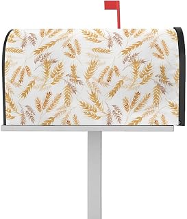 Mailbox Cover Magnetic Farm Golden Wheat Fall Harvest Mailbox Covers Standard Size 21x18in,Mailbox Covers Wrap Post Letter Box Cover for Garden Yard Outdoor Decor Thanksgiving Country Barley on White