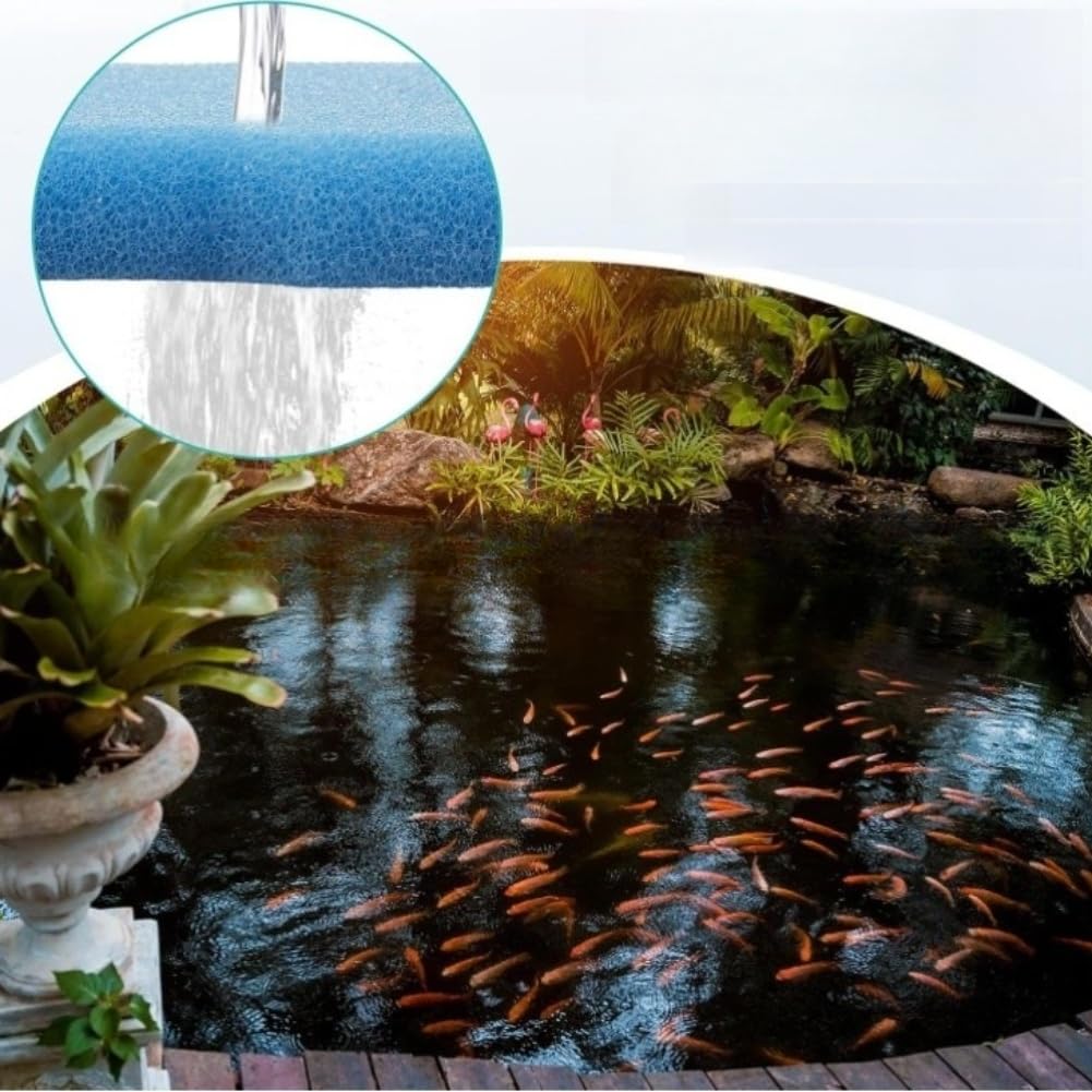 Lot de 3 éponges filtrantes de bassin pour CUF-6000-3 en mousse de rechange pour pompe de 660 GPH – Filtration bleue pour médias 30 x 22 x 4 cm (6 pièces)