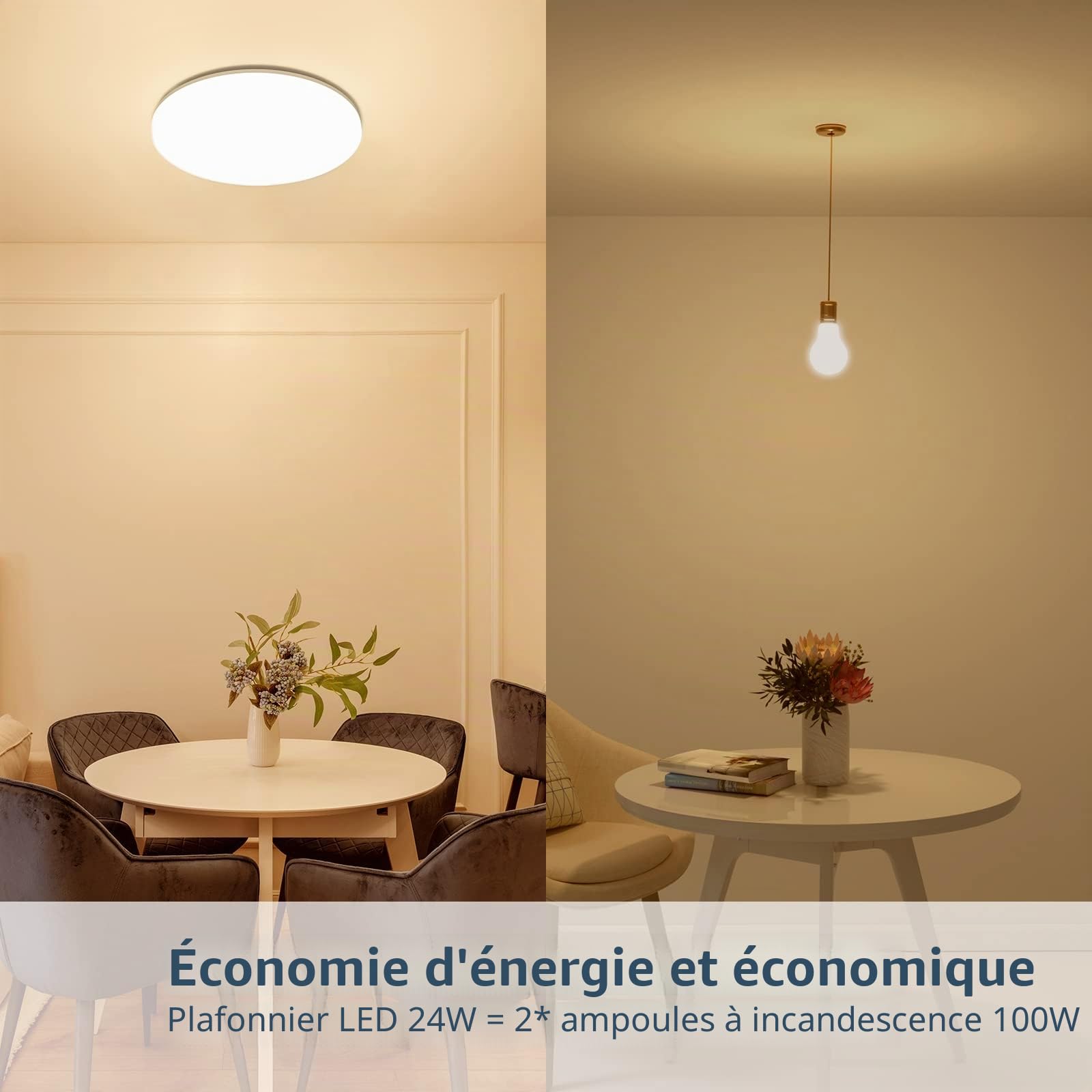 Lepro Plafonnier LED 15 W IP54 étanche 3000 K 1500 lm Lampe de salle de bain ronde Idéal pour salle de bain, chambre à coucher, couloir, cuisine, salon, balcon, blanc chaud, Ø 22 cm