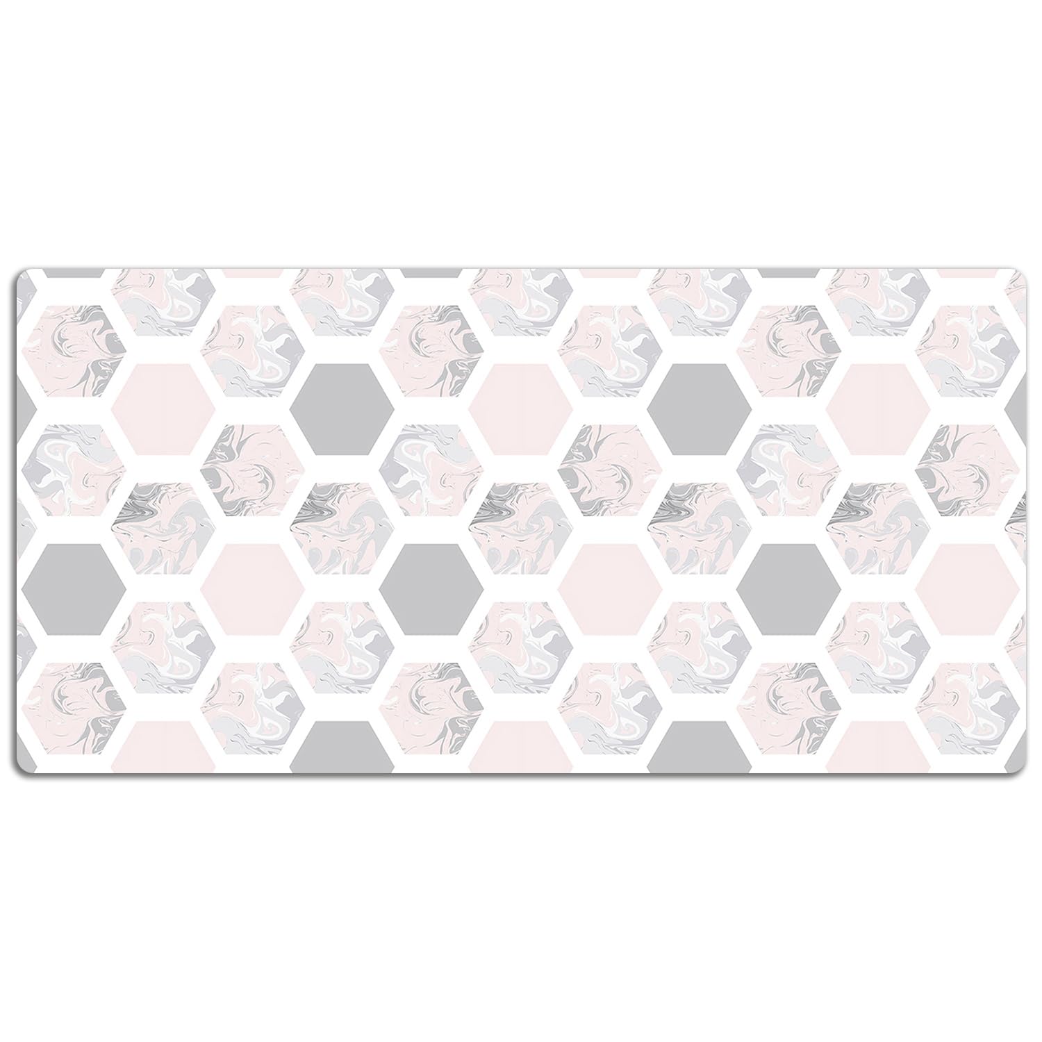 Tappetino da Scrivania 120x60 cm Protezione e Decorazione in Vinile PVC Antiscivolo Impermeabile Facile da Pulire Superficie Protettiva per Ufficio e Casa - Esagoni