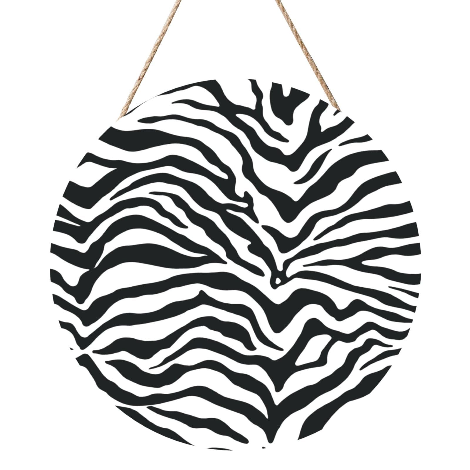 InOmak Zebras Print, Round Wood Panel Painting 12 in, Wall Hanging Painting For Home