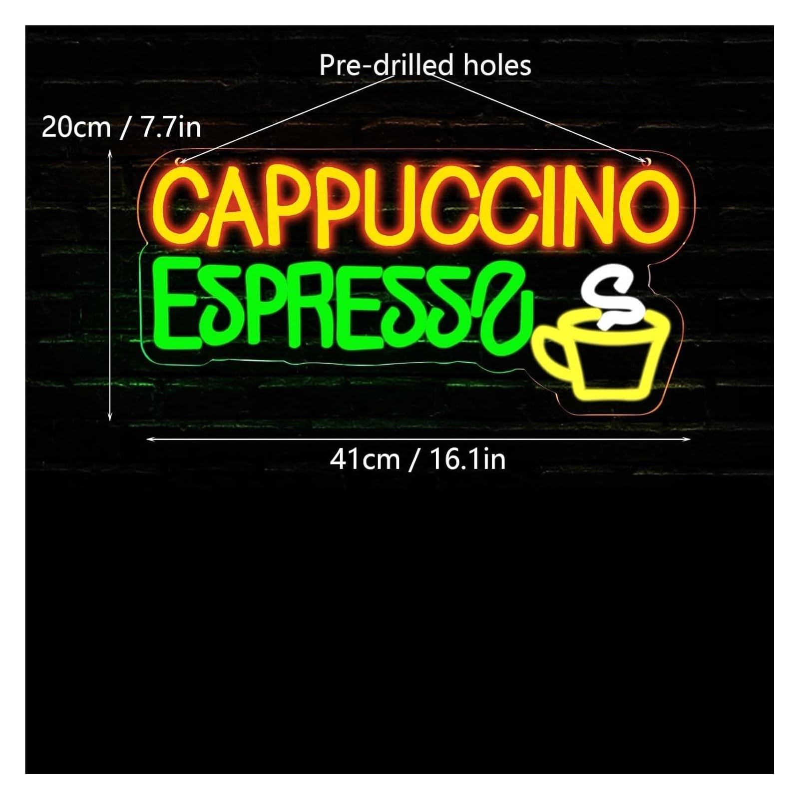 Decoración Lámparas Letrero De Neón Cappuccino Espresso Para Barra De Cerveza, Luz Para Decoración De Pared De Cafetería, Bistró, Cafetería, Tienda, Cueva De Hombre, Fiesta