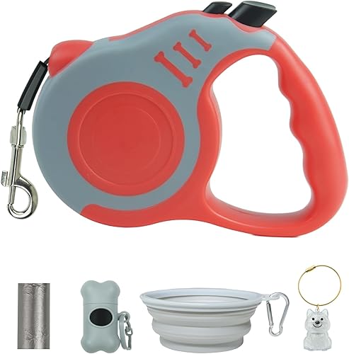 Miniatura 8 de Correa retráctil para perro de 10 pies, resistente, fácil de operar, ideal para paseos diarios, con cuenco plegable, dispensador, bolsas de basura,