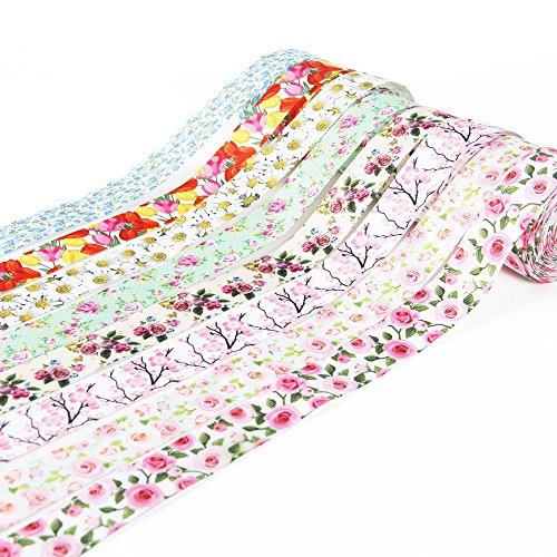 Floral Flower Printed Grosgrain Ribbon Tape 1" Wide X 40 Yards Total For Diy Handmade Hair Bow Wedding Festival Home Party Birthday Decorations Gift Packing (All Flowers Ribbon) #TOP1