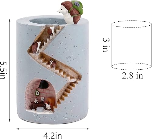 Vista 6 de Segreto - Macetas creativas para plantas suculentas, contenedor de pinceles, decorativas para escritorio, jardín, sala Familia de fuentes Hedgehog