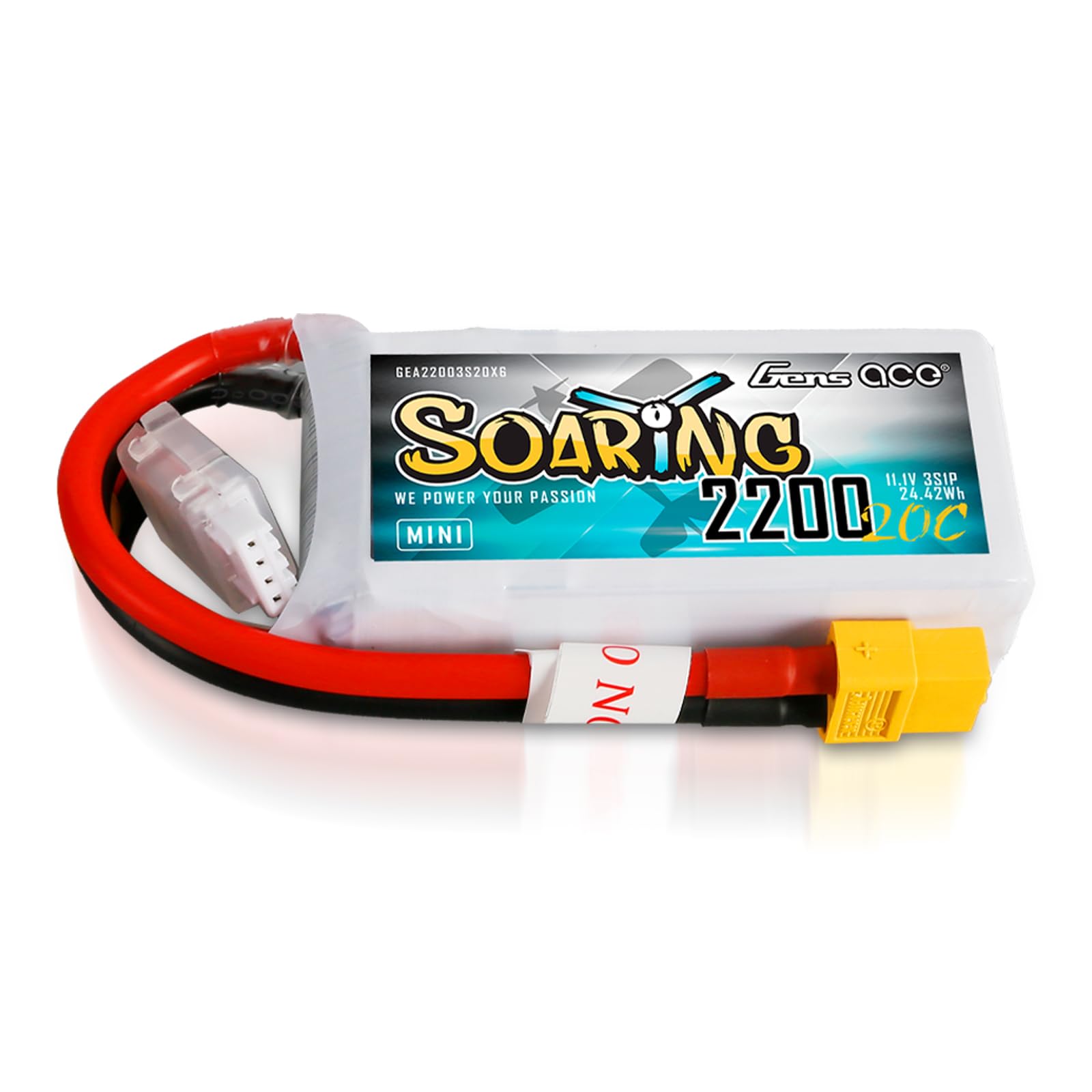 Gens ace 3s Batería Lipo 2200mAh 11.1V 20C Soaring con XT60 para RC Avión, Helicóptero, Quadcopter, Coche, Barco, Hobby