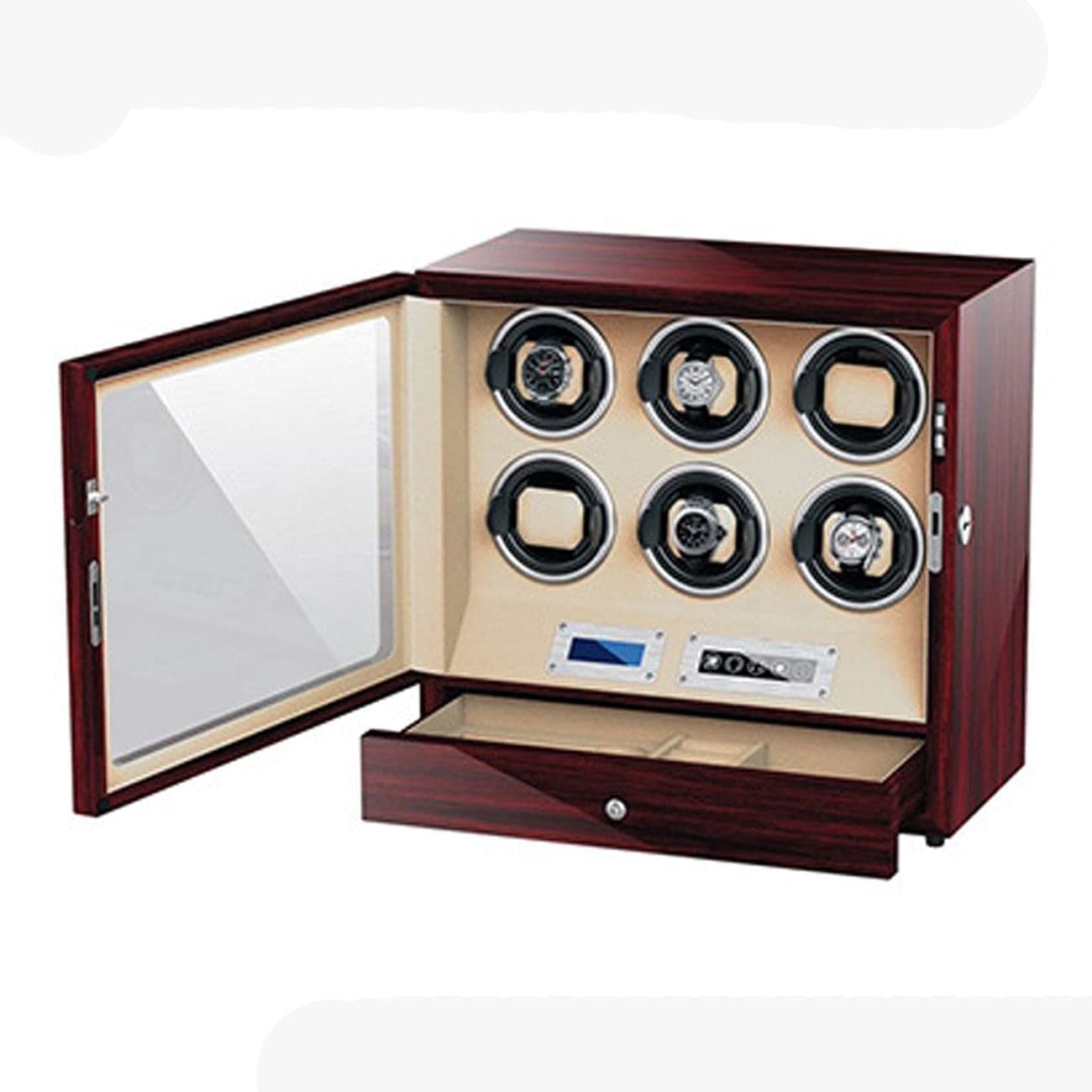 YNIYUJKL Watch Winder,Automatic Watches With Extremely Japanese Quiet Motor, Large Capacity, Adjustable Watch Pillows 6 Watch Winders Box Accessories