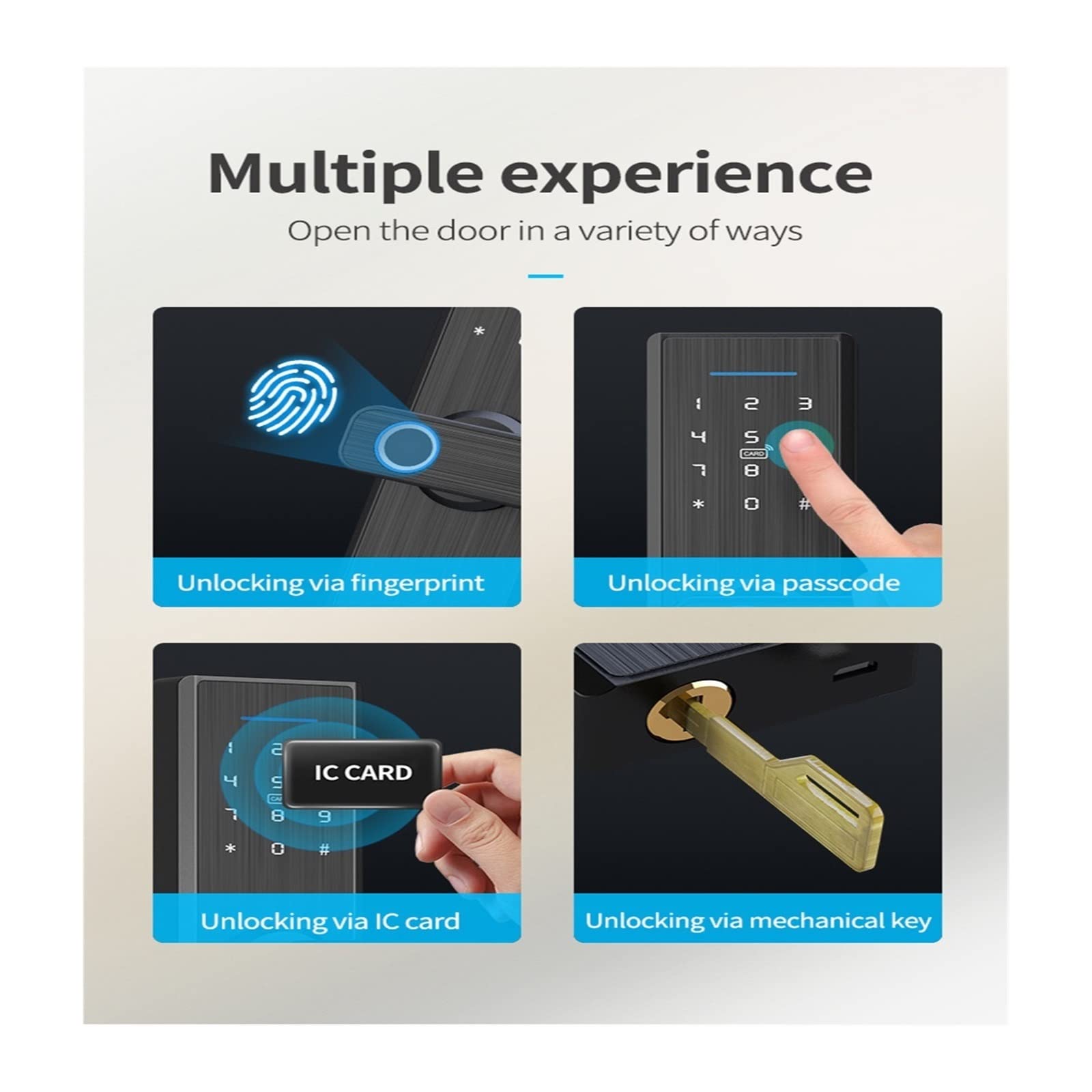bezkluczykowy zamek do drzwi wejściowych Smart Home Door Lock Fingerprint Lock Fechadura Eletronica WiFi Smart Lock Cerradura Inteligente Password IC Card Unlock Inteligentny zamek drzwiowy (kolor :