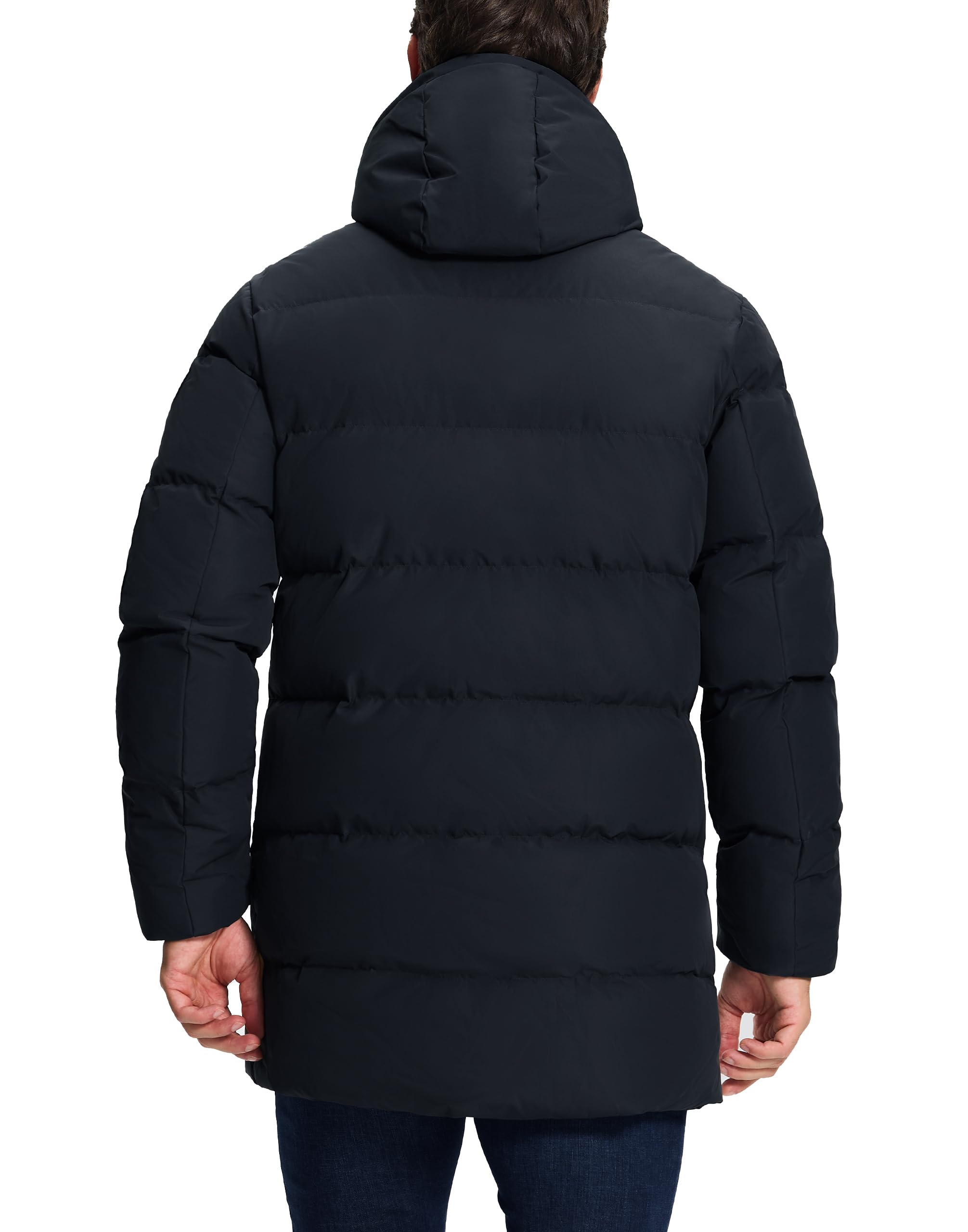 Pioneer Camp Manteau Long Homme en Duvet Parka d'Hiver Chaud à Capuche - Doudoune Matelassée pour Extérieur