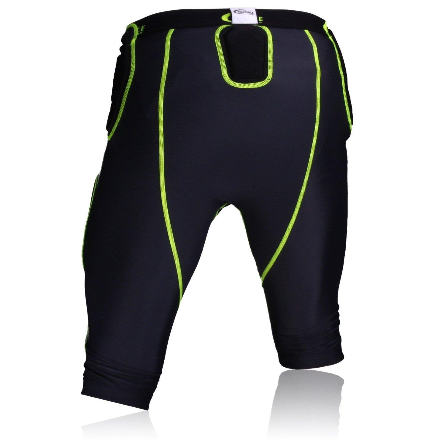 Full Force American Football Unterhose Shocc Lite 7 Pocket Pad, schwarz/neon grün, Gr. S-2XL