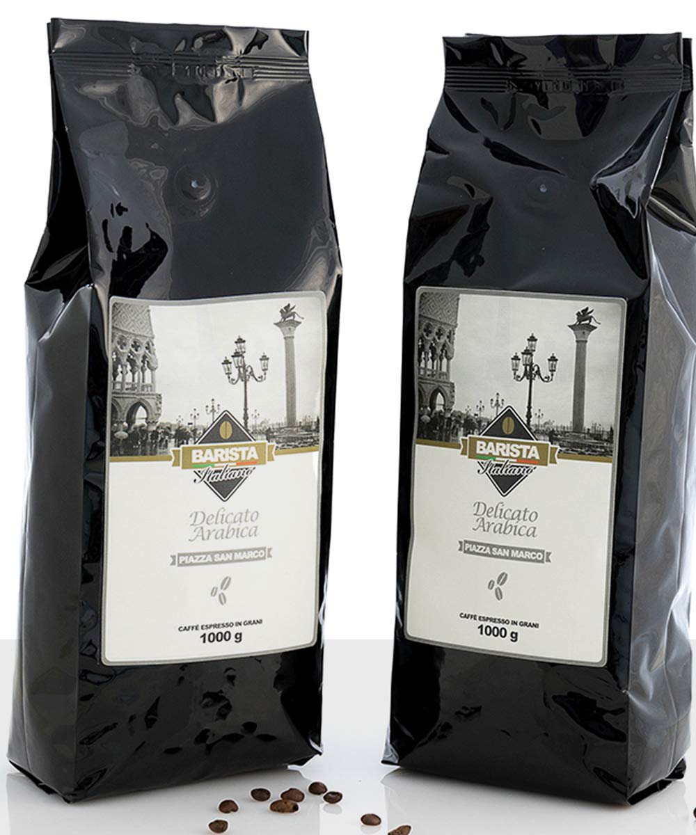 Barista Italiano - 2 x 1KG Café Natural En Grano (DELICATO ARABICA) | Made in Italy