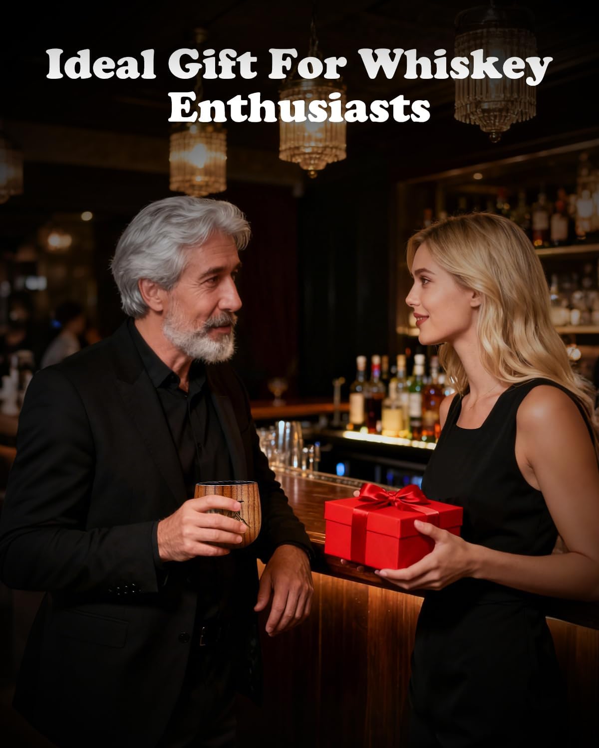 Valentine's Day Gifts for Him Wooden Whiskey Glasses Personalized Bourbon Drinking Cup Charred Custom Initial Old Fashioned Glass 40th 50th 60th 70th Father's Day Birthday Retirement Gifts for Men,M - Image 7