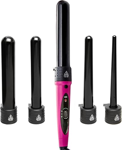 Miniatura 4 de Marquee Beauty Professional Salon - Juego de 8 planchas planas y rizadoras, 5 barriles de turmalina de cerámica intercambiables, guantes protectores