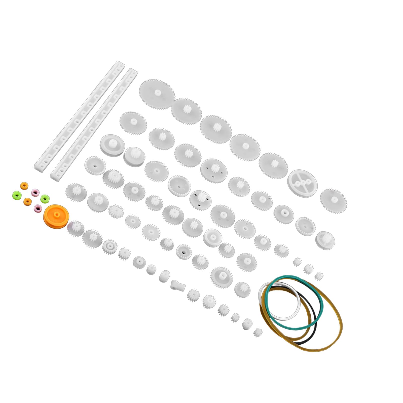 Set De 34 Tipos De Engranajes De Plástico – Poleas, Coronas, Gusanos Y Ejes, Para Bricolaje Y Reparación De Coches, Robots Y Maquetas