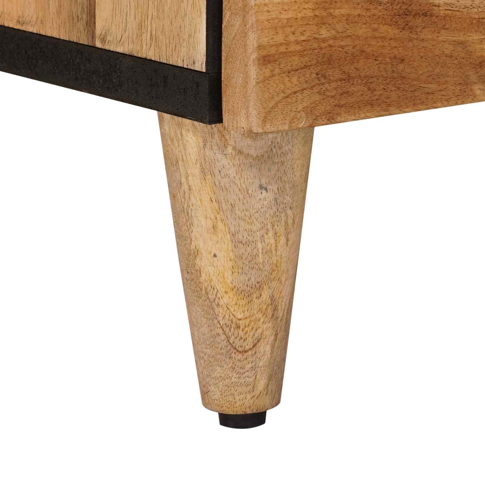 Générique Naturalny bufet 60 x 33 x 75 cm lite drewno mango do nowoczesnego salonu lub jadalni z szufladami i przegródkami