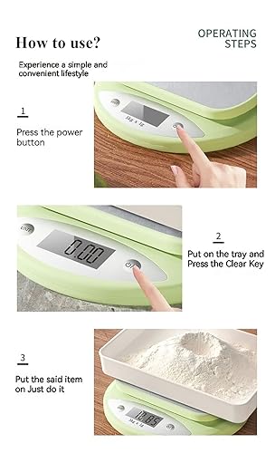 Miniatura 9 de Báscula de cocina bonita, báscula digital de alimentos con pantalla LCD, capacidad de 11 libras (11.0 lbs), medición precisa de peso de 0.03 oz (1
