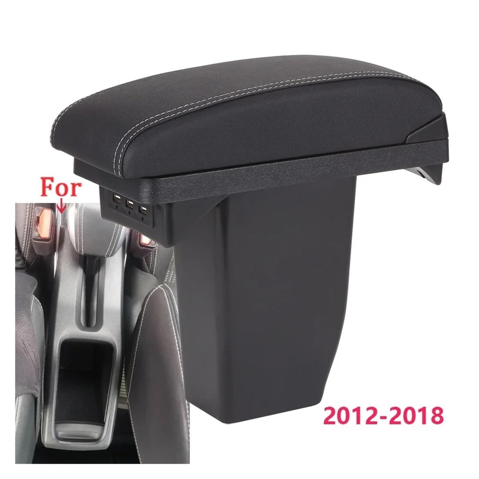 per Peugeot 2008 2012-2018 Box Bracciolo per Auto Parti di Adattamento Dettagli Interni Box Portaoggetti Centrale Speciale Bracciolo Braccio USB Bracciolo Box Centro(A Black White Line)