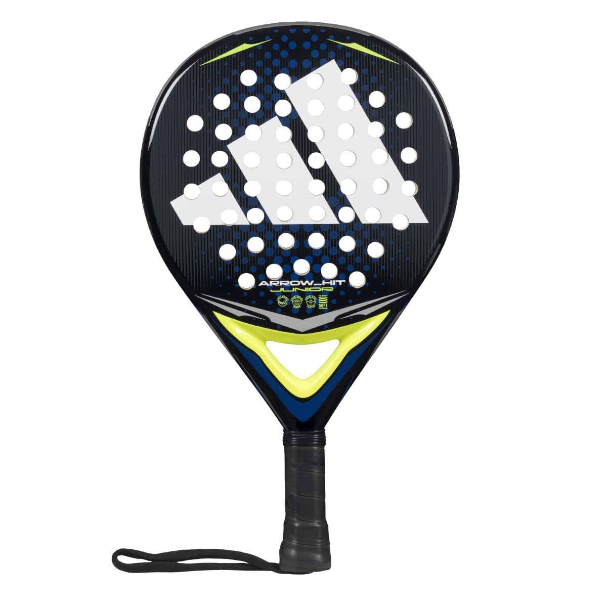 Pala de pádel adidas Arrow Hit Junior Azul, Forma Redonda,Goma eva Soft Performance,Fibra de Vidrio