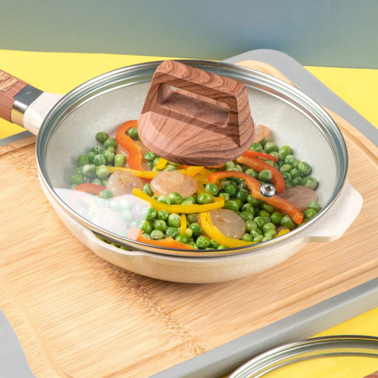 Tapa De La Olla De Vidrio Tapa De Sartén Olla De Cocina De Cubierta Para Wok a Prueba De Golpes Para Sartén Cubierta De Comida Redonda Universal Baquelita Cabilock