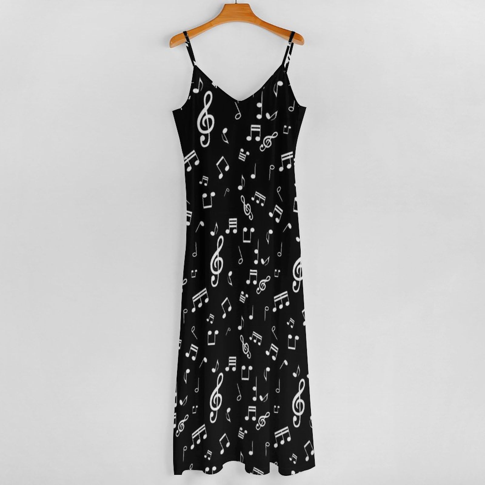 Vestido largo de verano para mujer, vestido de verano con cuello en V, tirantes delgados, vestido de playa