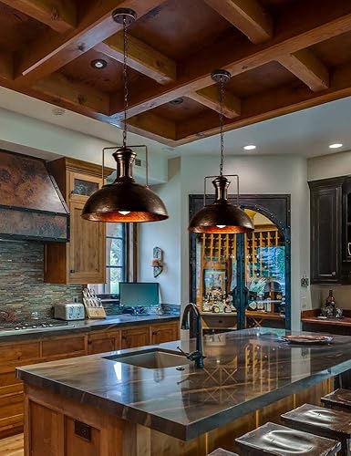 Miniatura 2 de Lámpara colgante de granero náutico industrial individual con cúpula rústica forma de cuenco montado lámpara de techo lámpara de techo