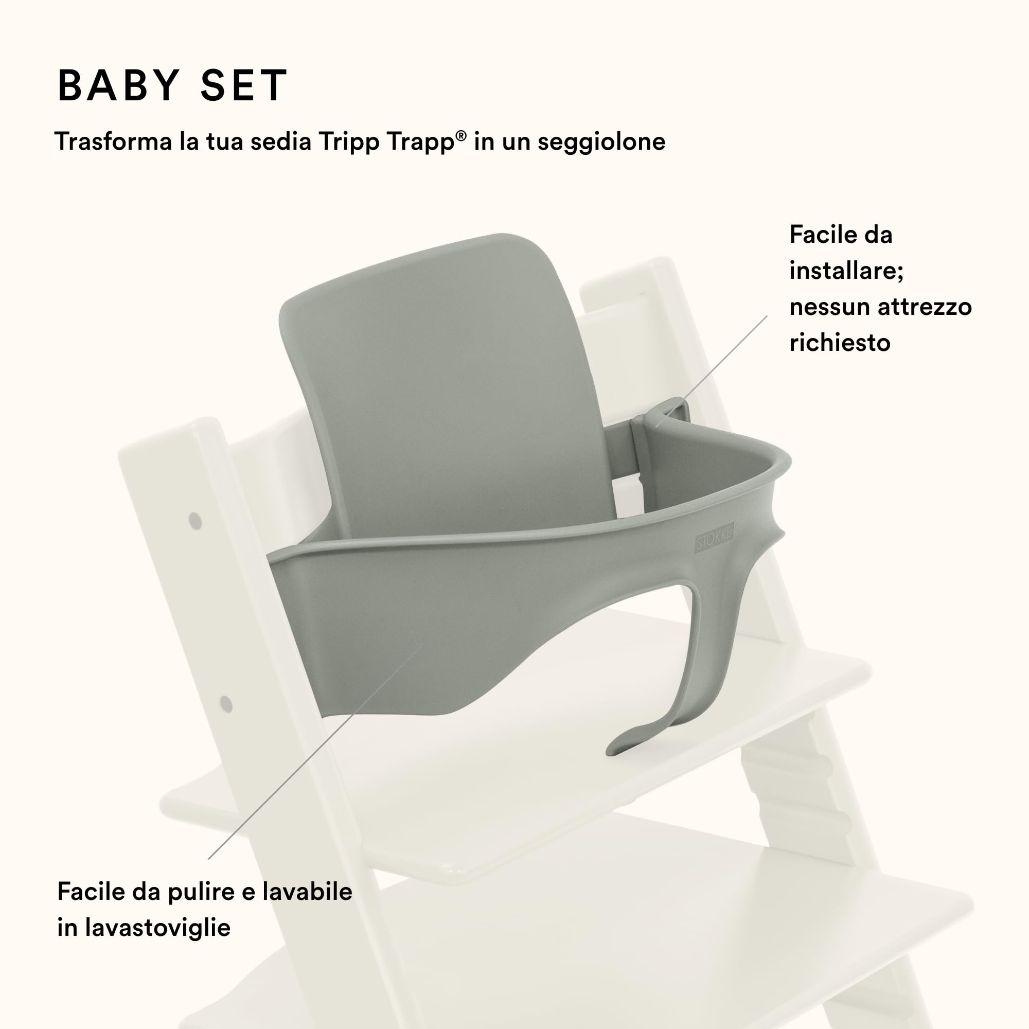 Sedia Stokke Tripp Trapp con Newborn Set e Baby Set, Glacier Green - Design sicuro, regolabile ed ergonomico