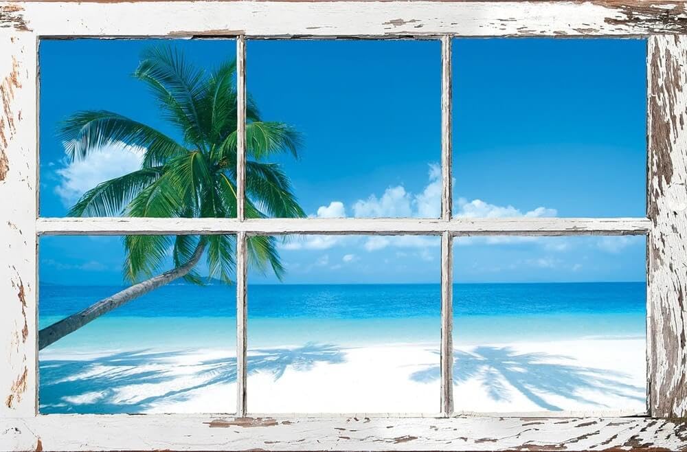 HUNTINGTON GRAPHICS Tropical Window - Palm Trees Poster 24X36