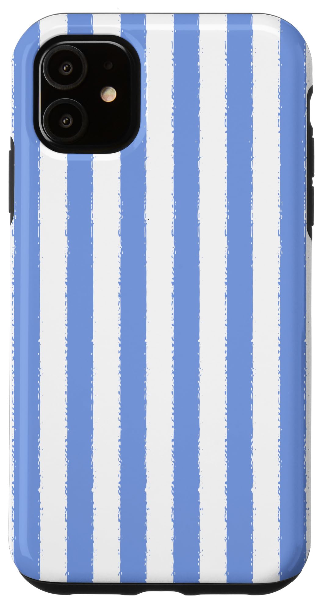 Aesthetic White and Light Blue Striped Grunge Brush Stripe Case for iPhone 11