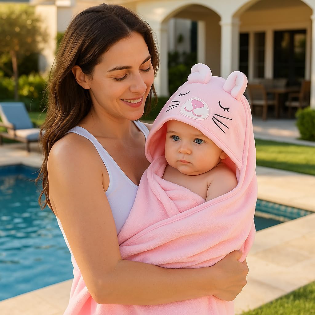 Toalha De Banho Infantil Soft Com Capuz Bichinho Bordado Algodão Toque Extremamente Macio Suave Para Pele do Bebê Recém Nascido Rosa Toalha De Banho Infantil Soft Com Capuz Bichinho Bordado Algodão Toque Extremamente Macio Suave Para Pele do Bebê Recém Nascido Rosa