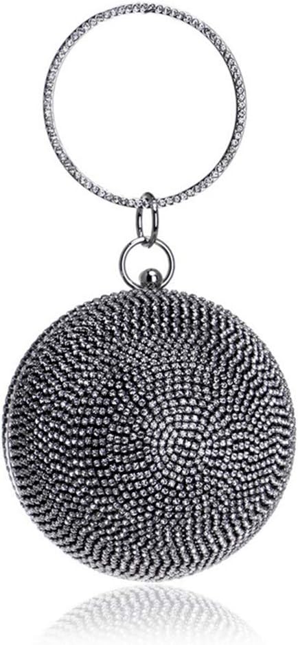 Ball Shape Clutch Purse Party Handbag Rhinestone Ring Handle Evening Bag
