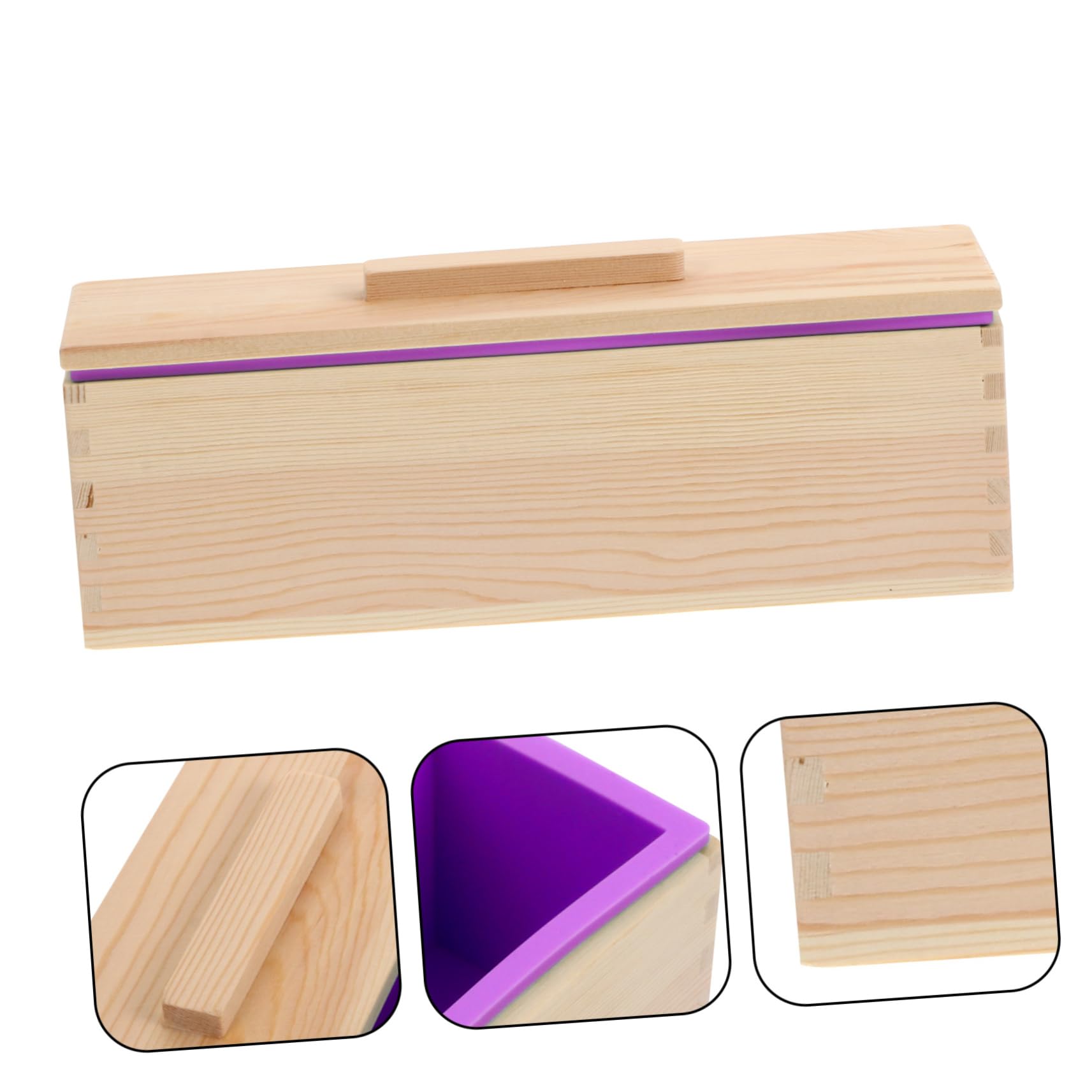 Molde de Caja de Madera para Jabón Reutilizable Púrpura