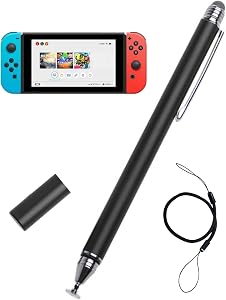 2IN1 Stylus Pen Compatible with Nintendo Switch, Capacitive Stylus for Nintendo Switch Pen, Switch Touch Screen Stylus Pen with Tether (Phantom Black)