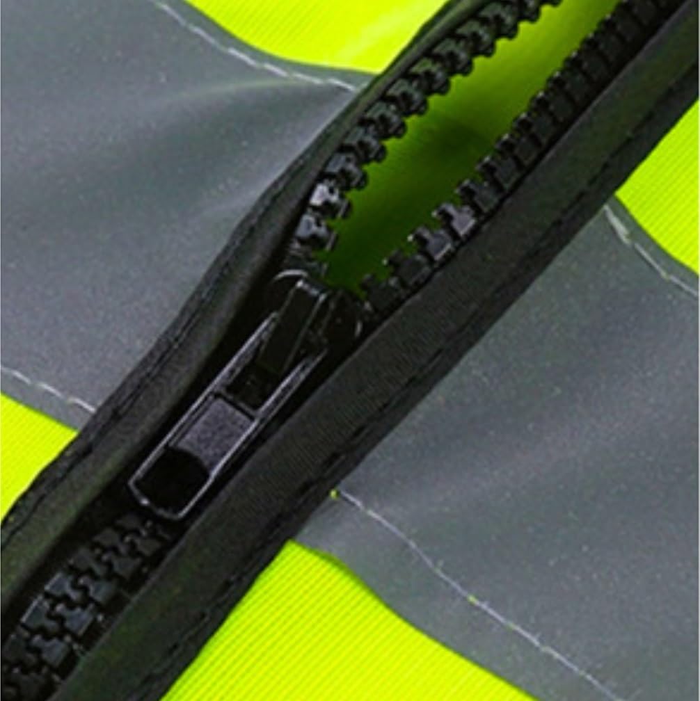 Chalecos Reflectantes de Alta Visibilidad, Chaleco Reflectante Multibolsillos con Cremallera Verde L