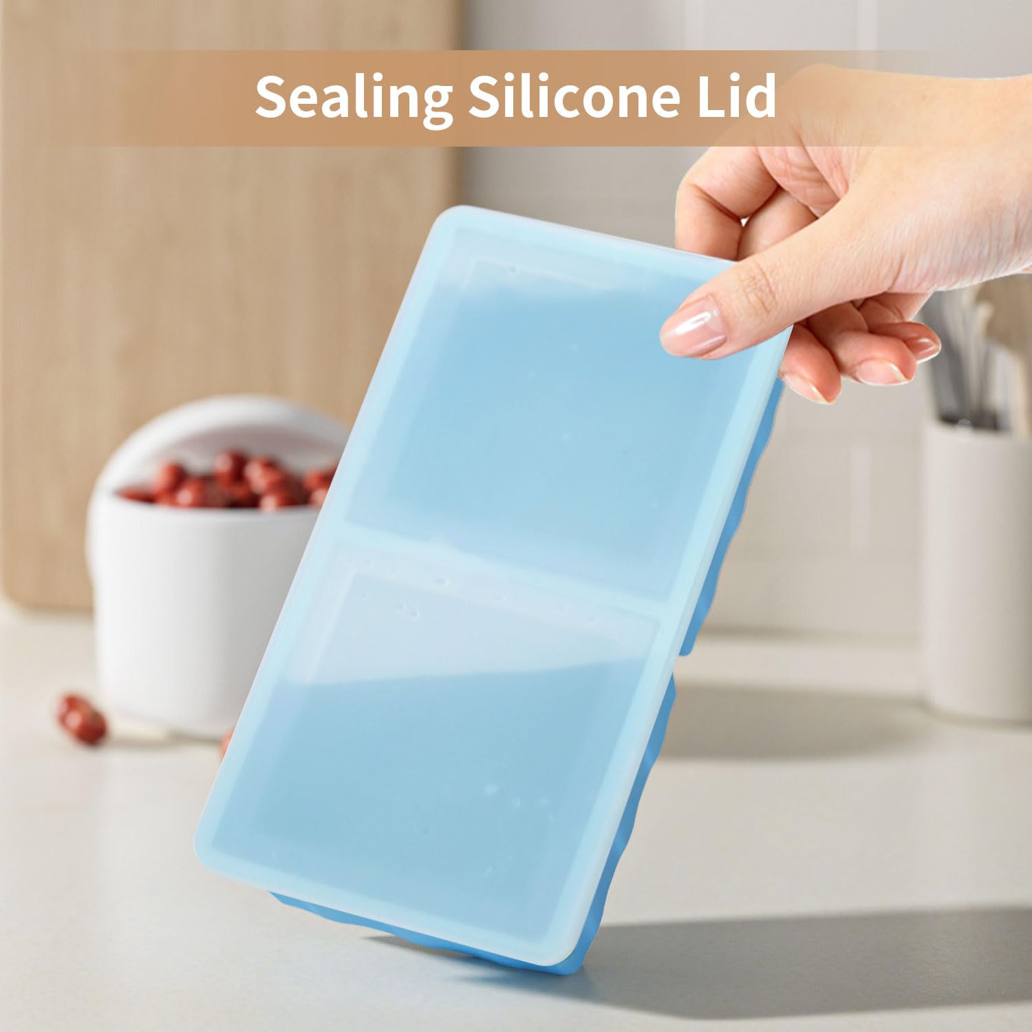 Bandeja de silicona para congelar cubitos de hielo: bandeja de congelación de 2 tazas para preparación de comidas, paquete de 2 bandejas de silicona para congelar porciones de sopa para hacer cubitos