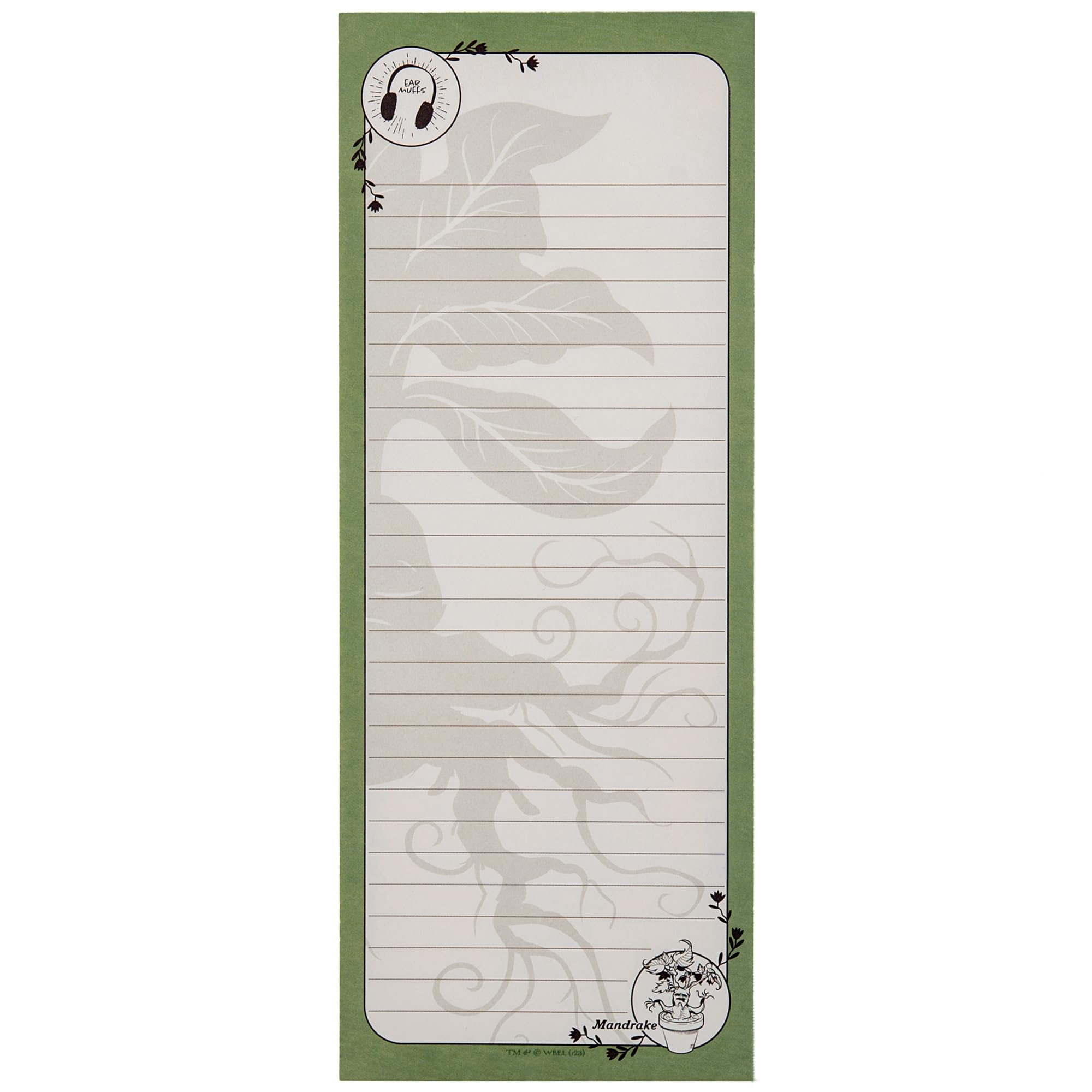 Conquest Journals Harry Potter Herbology List Notepad, 3.5''x9'', Sturdy Magnetic Backboard, 50 Sheets Lined List Pages, 60 lb. Paper, Officially