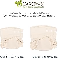 Vista 7 de Osocozy Pañal de tela ajustable de dos tamaños, 6 unidades (paquete de 1), suave, duradero y absorbente, 100% algodón, tejido de pájaro. Cierres a