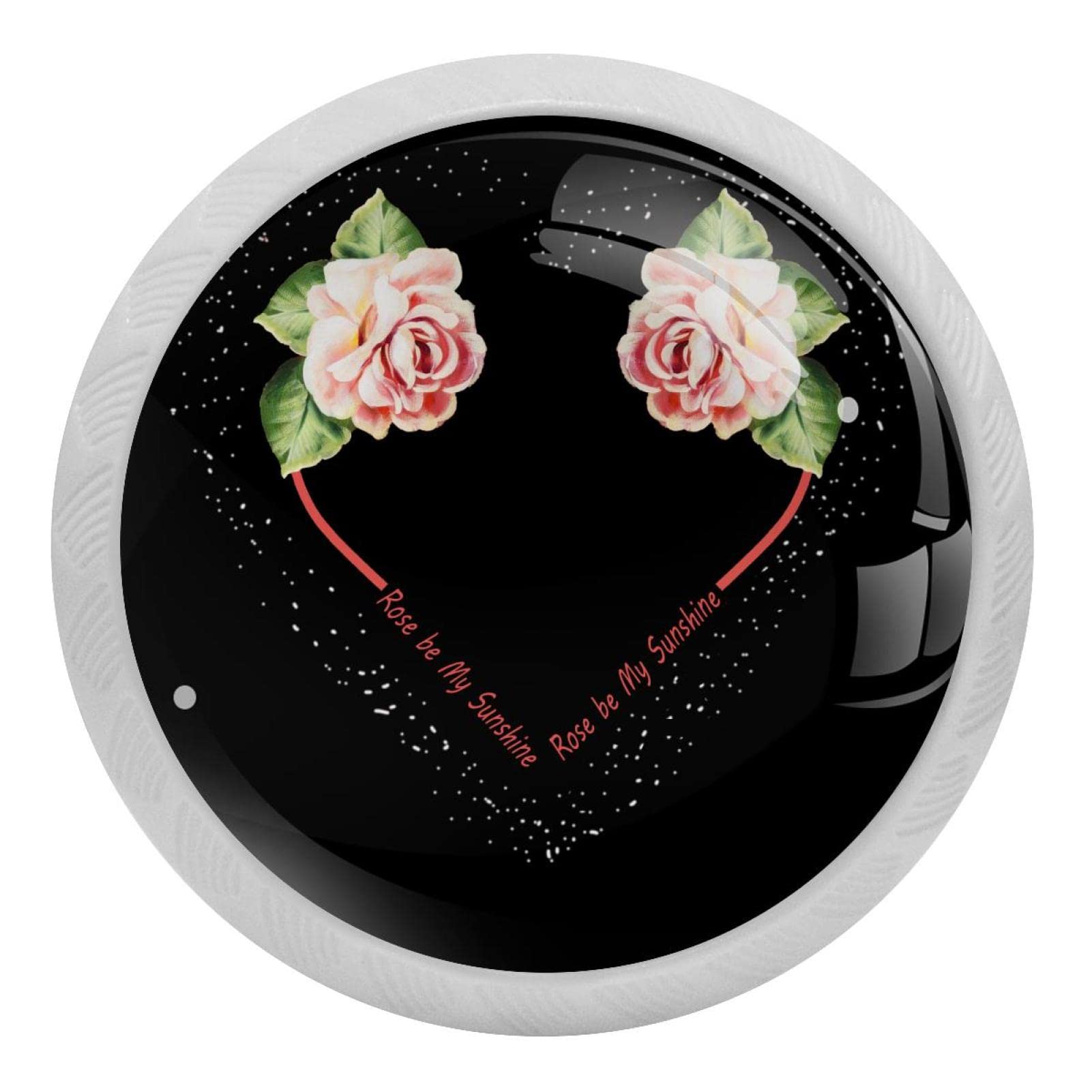 Poignées de tiroir en verre rose et noir pour cuisine moderne
