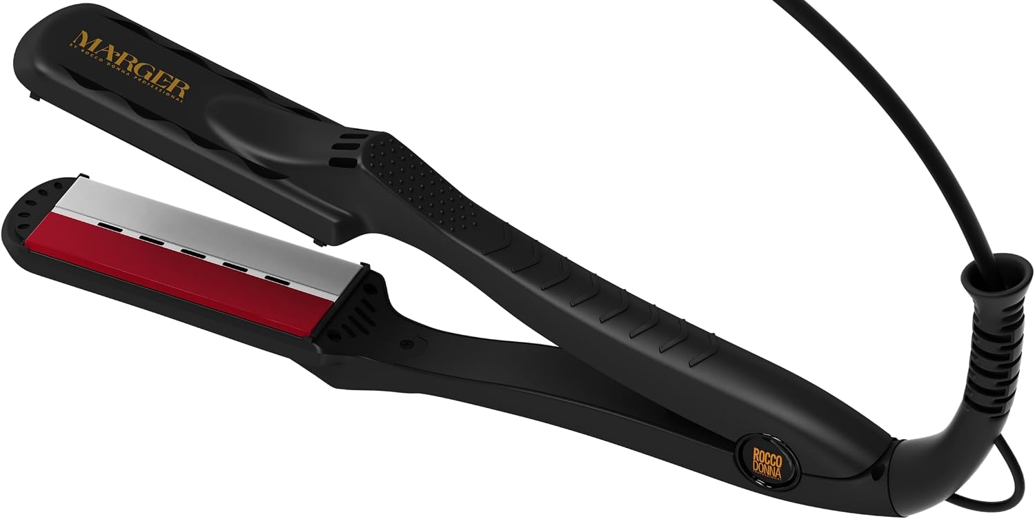 Marger by Rocco Donna Professional Flat Iron 1.5 Inch, Infrared Technology, Tourmaline and Ceramic Plates, Seals Cuticle, Adjustable Temperature, Dual Voltage 100-240V, All Hair Types