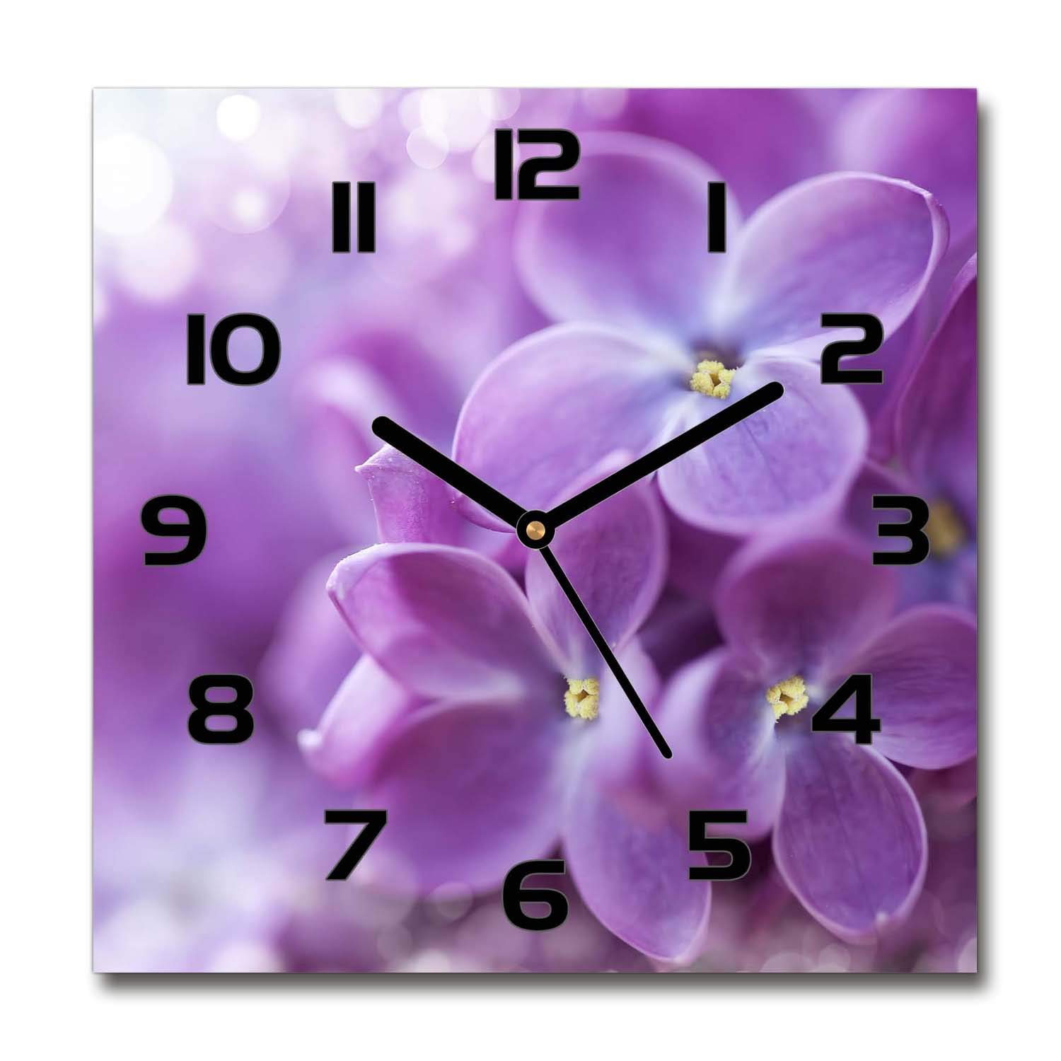 Horloge en verre sur pied salon design lilas pour décorer votre buffet