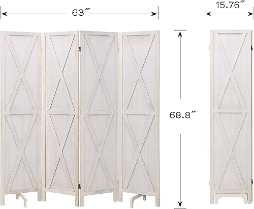 Miniatura 3 de ECOMEX Divisor de habitación de madera de 6 pies, divisor de habitación y divisor de habitación de 6 pies, pantallas de privacidad plegables, doble