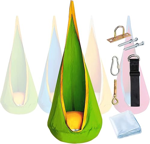 Miniatura 2 de DEARCOOL Asiento oscilante para niños, silla hamaca infantil con cojín inflable, algodón, para uso en interiores y exteriores, con cinturón