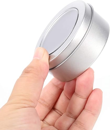 Miniatura 4 de Yesland Paquete de 30 latas de metal de 2 onzas – Recipientes vacíos redondos con parte superior transparente para velas, artes y manualidades,