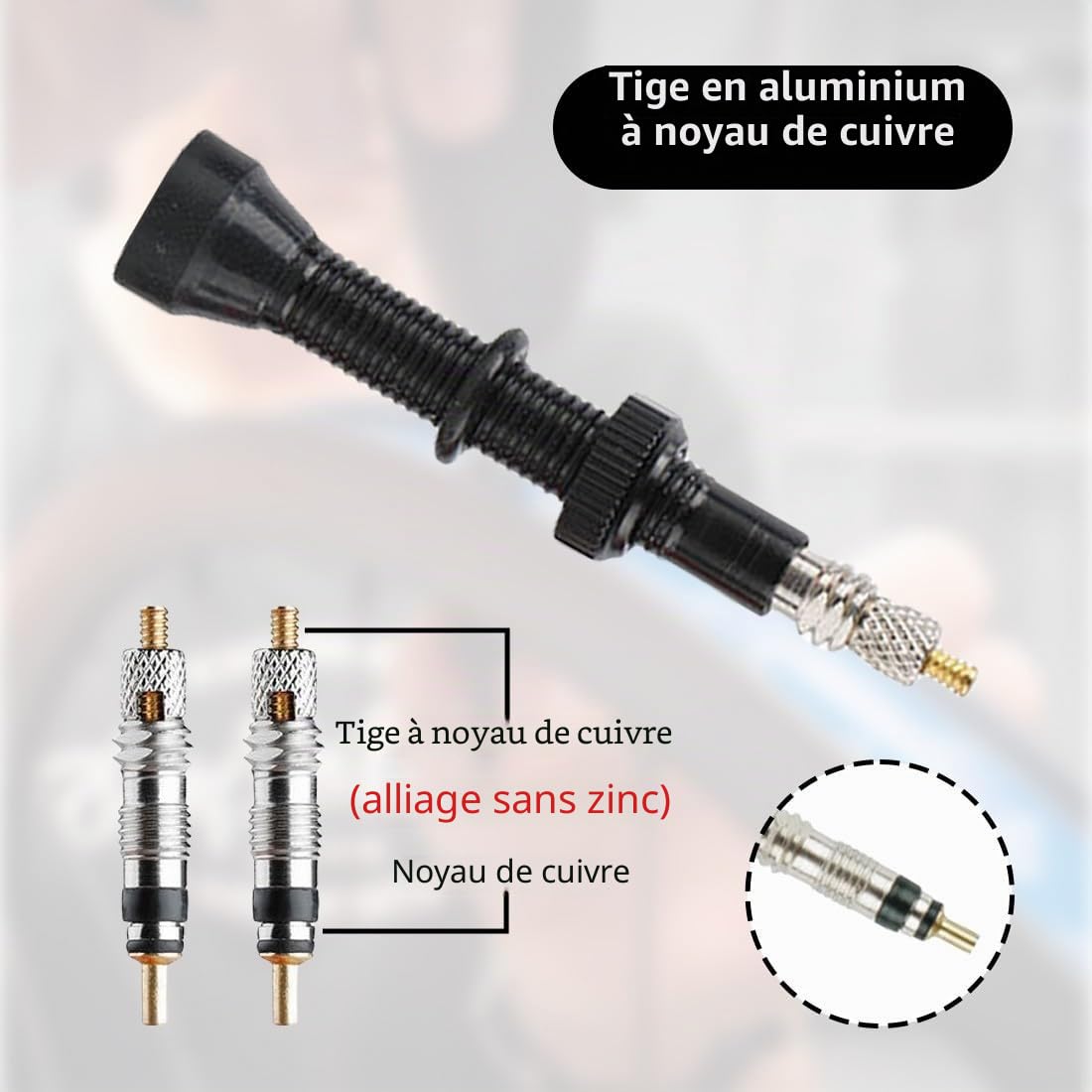 JEYORZY Valve Tubeless VTT 40 mm, 2 Pièces Valves Presta sans Chambre à Air 40 mm Valves Tubeless Tige de Valve VTT Valves de Vélo pour Pneus de Vélo, noir