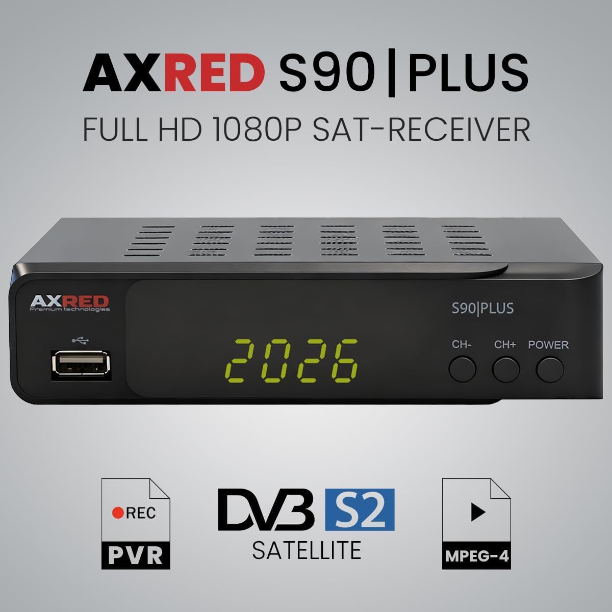 [ Test MOLTO BUONO, Note 1.1 *] AXRED S90 Plus HD ricevitore satellitare + cavo satellitare, con funzione di registrazione, compatibile HD, ricevitore satellitare digitale per parabola satellitare