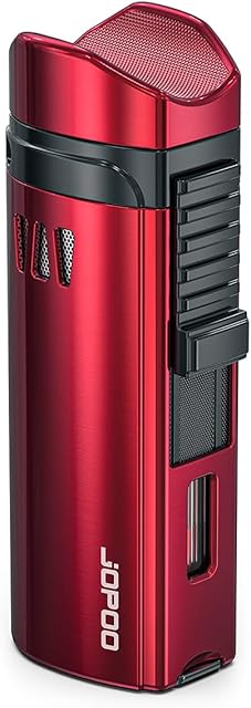 JOPOO Triple Jet Flame Lighter Windproof Torch Butane Refillable With Punch Holder (Sold Without Gas)