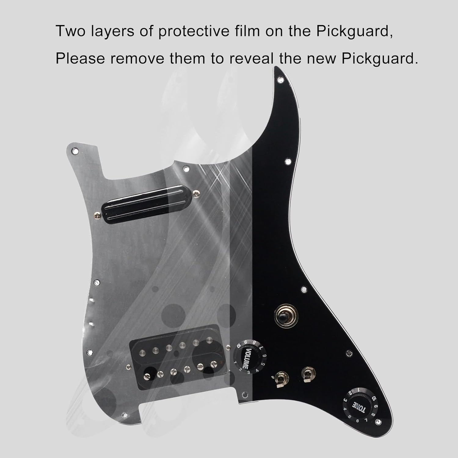 MAXCHEER Alnico 5 Prewired Strat Pickguard Coil Splitting Pickguard HH(Mini Humbucker+Humbucker) Loaded Pickguard with Humbucker Pickups Set (Pearl White, SH)