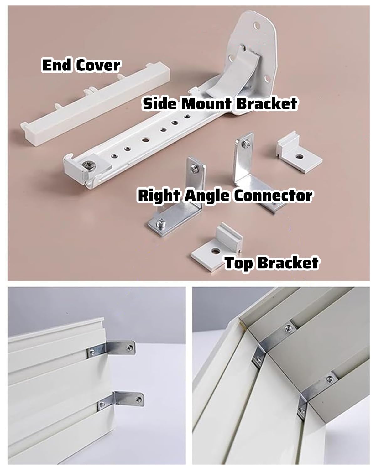 Tringle Rideau Corniches Occultantes pour Fenêtres, Habillage de Tringle à Rideaux pour Chambre à Coucher, Cache-Support de Tringle en Aluminium Sans Rail(5.4ft/165cm)