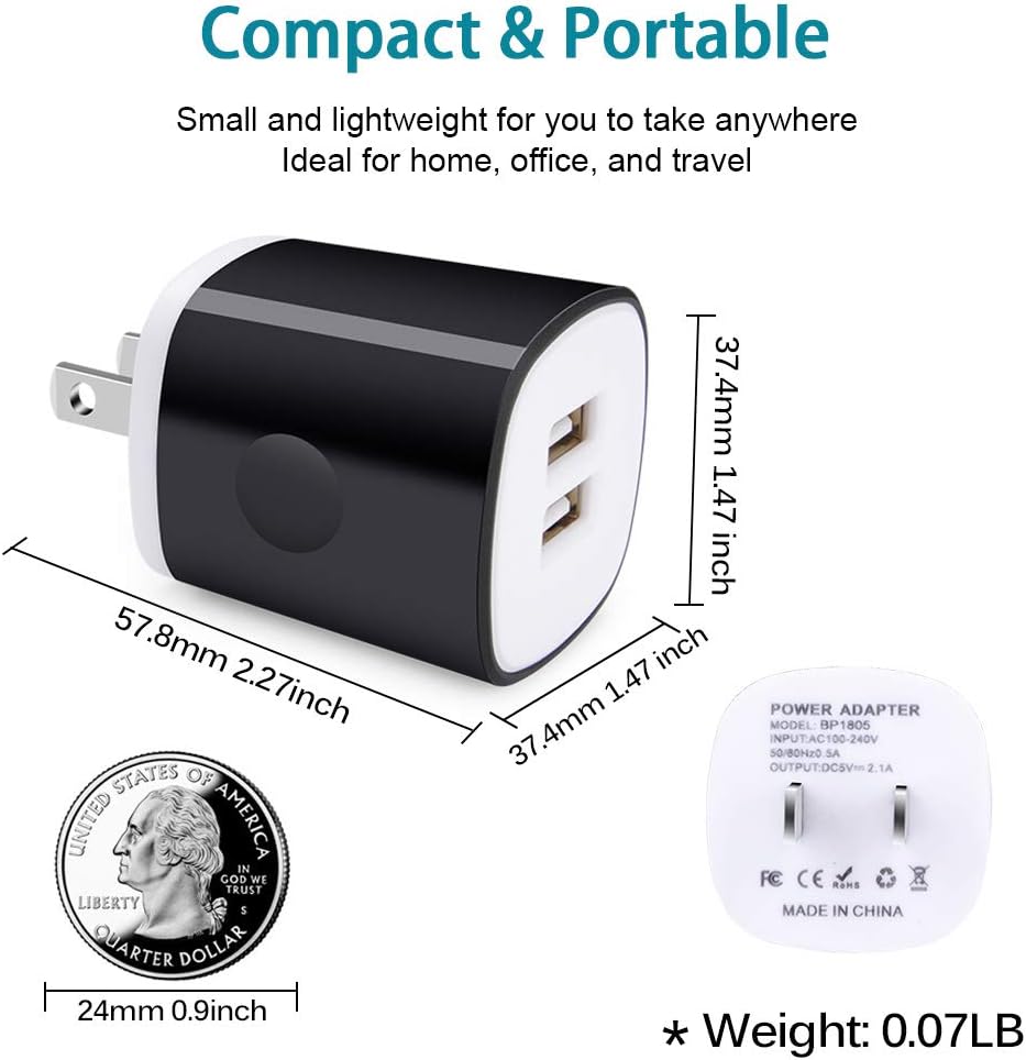 Charger Block Cube with Micro USB Cable Fast Charging Cord Compatible for Samsung Galaxy S7/S6/Edge/Active S5 S4 Note 5/4,J7 J3 J2 A7 A10S A10 A6,Moto E6 E5 G5 G4 Z2 G6 Play,LG K50 K40 K30 K20 V10 Q60