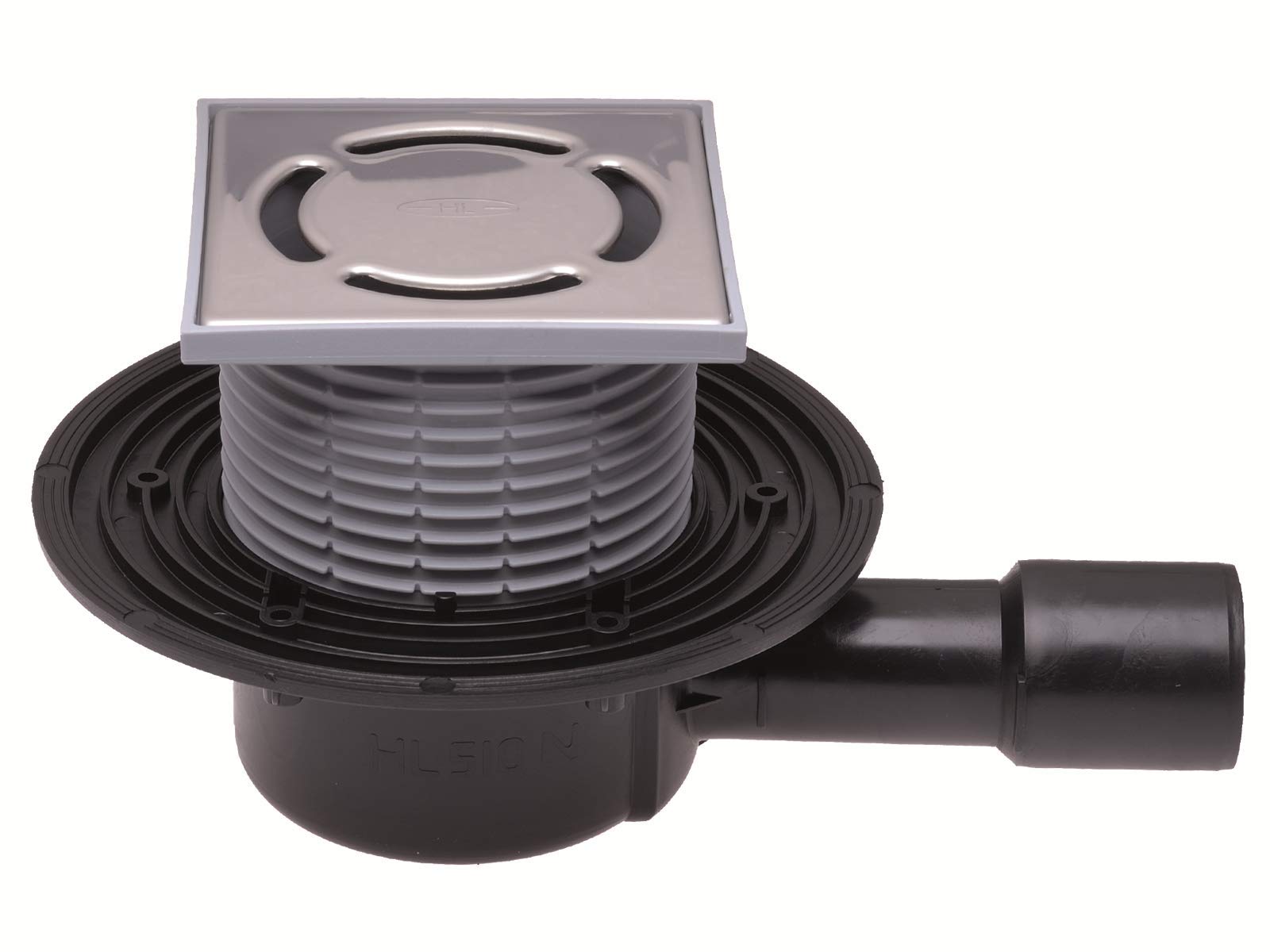 HL510N - Scarico a pavimento DN40/50 orizzontale, 123 x 123 mm/115 x 115 mm