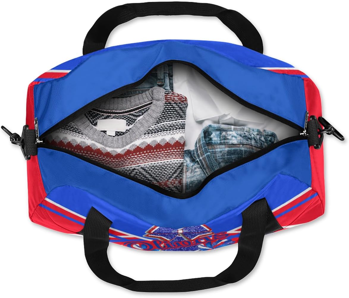 Personalized Cheerleader Bag Dance Bag for Girl, Custom Gym Bag Sport Duffel Bag, Weekender Bags Travel Duffel Bag Cheer Blue Red